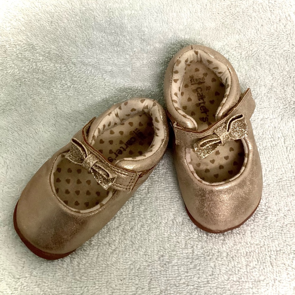 Carters Gold Shoes with Bows - Picture 2 of 12